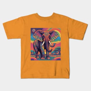 Paint Drawing of an Elephant in the Sunset Kids T-Shirt